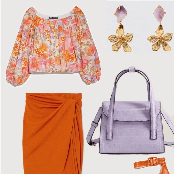 Zara Floral Pleated Bubble Top - Picture 3 of 4